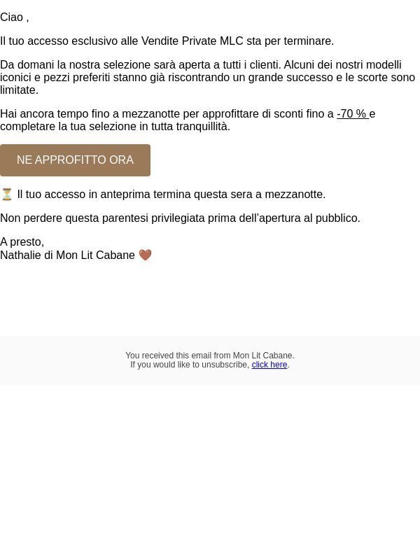 RE: Il tuo vantaggio sta per scadere...