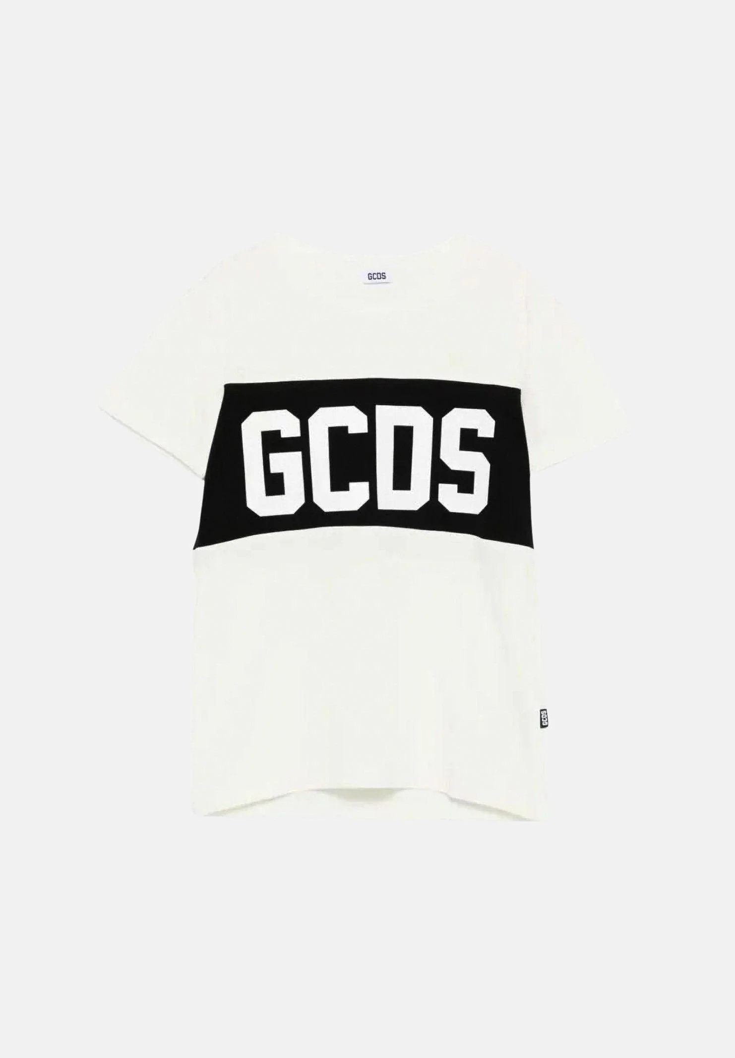 Image of GCDS T-shirt a manica corta bianca per bambino e bambina con stampa logo GCDS