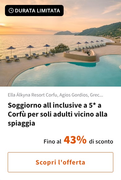 Soggiorno all inclusive a 5* a Corfù per soli adulti vicino alla spiaggia