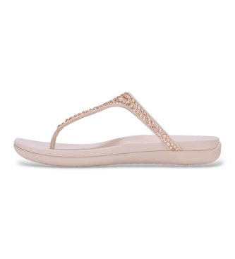 Sandali in Pelle Solay Mixed-Crystal Toe-Post nude