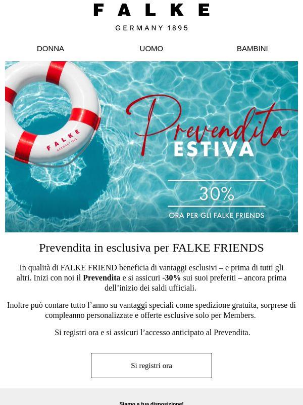 Prevendita con -30% in esclusiva per FALKE FRIENDS!