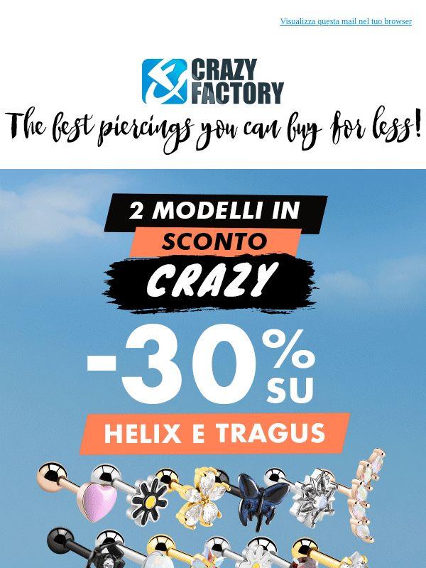 💸 Sconto del 30% su TUTTI gli oltre 700 modelli Helix e Tragus,