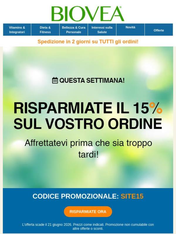 🌿La Tua Offerta Esclusiva del 15% di Sconto è Qui!