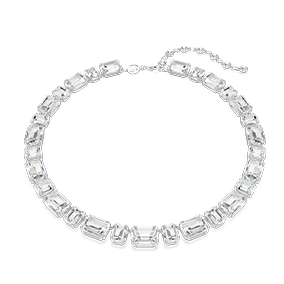 Collana Millenia, Taglio Octagon, Bianca, Placcato rodio