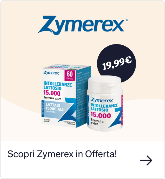 Zymerex lactose intolerance supplement 15,000 ALU bottle and box with promotional price €19.99