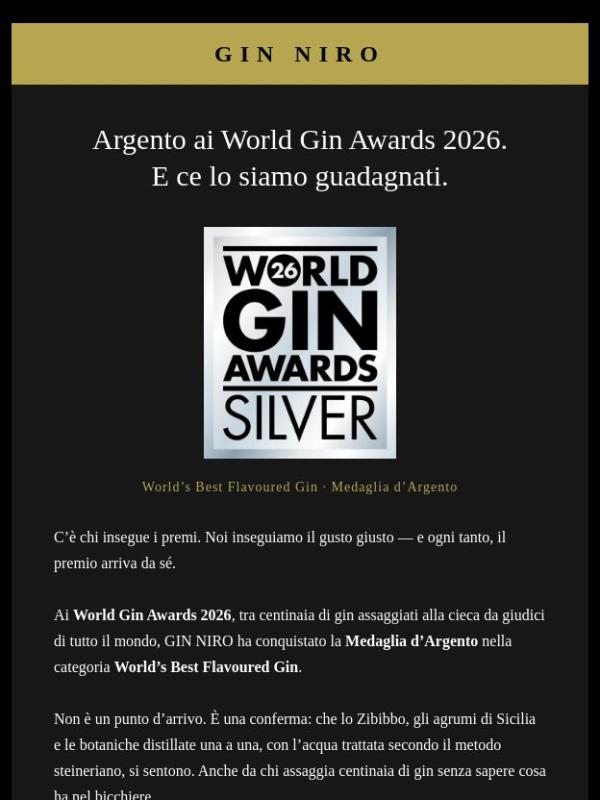 Il nostro argento ai World Gin Awards 🥈