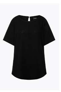 Blusa dal taglio svasato in misto lino con scollo a girocollo e mezze maniche