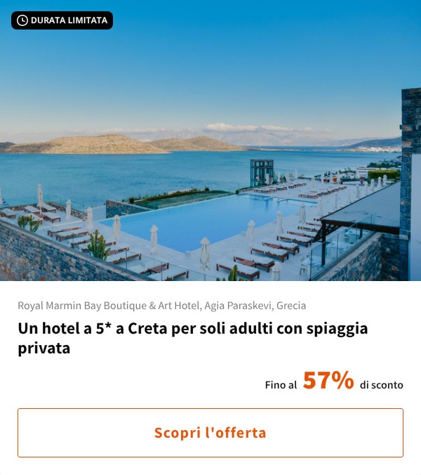 Un hotel a 5* a Creta per soli adulti con spiaggia privata