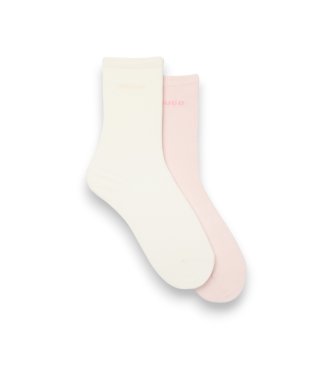 Set 2 Paia di Calzini Uni Logo bianco, rosa