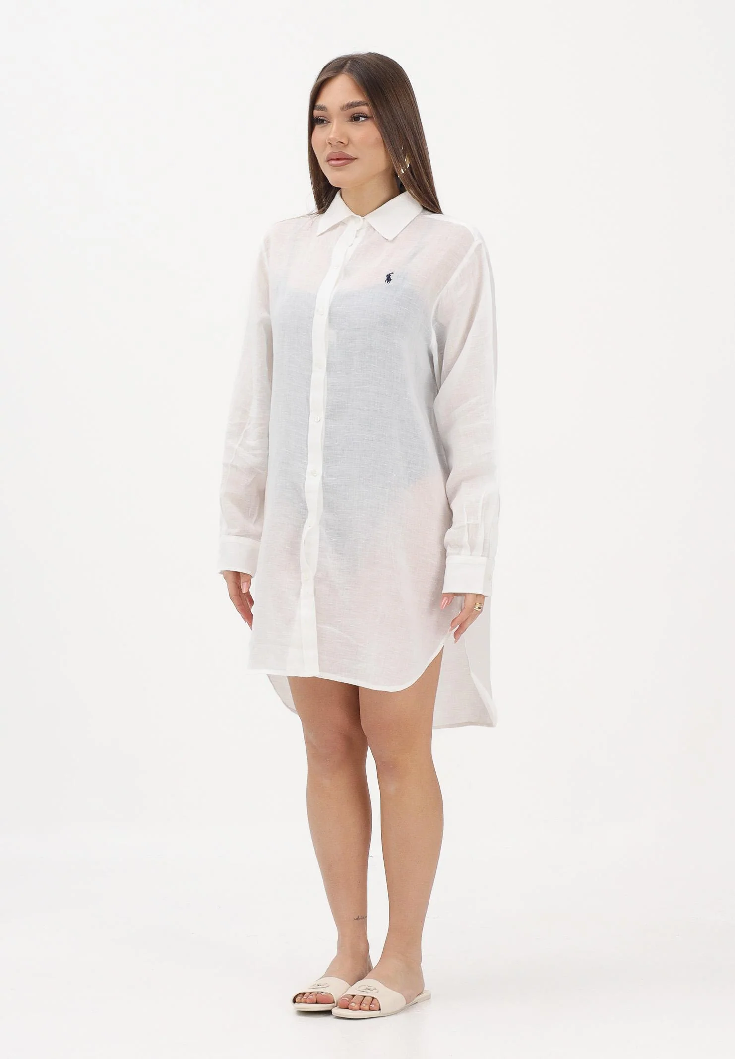 Image of RALPH LAUREN Abito chemisier bianco da donna