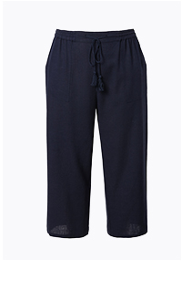 Culottes modello Rose in misto lino con taglio della gamba ampio e cintura elastica
