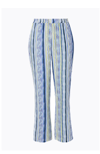 Pantaloni modello Rose in mussola con taglio della gamba ampio, cintura elastica e righe