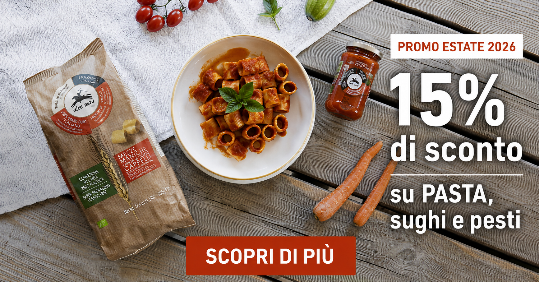 Promo estate 2026: -15% su passate, sughi e pesti