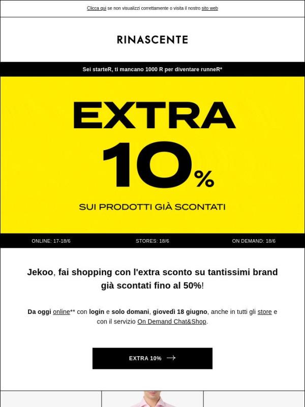 Extra 10% sugli sconti fino al 50%