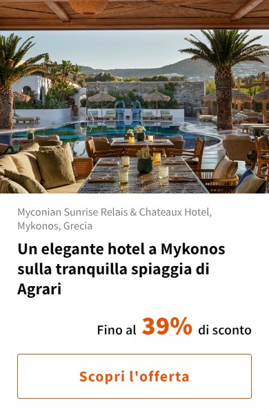 Un elegante hotel a Mykonos sulla tranquilla spiaggia di Agrari