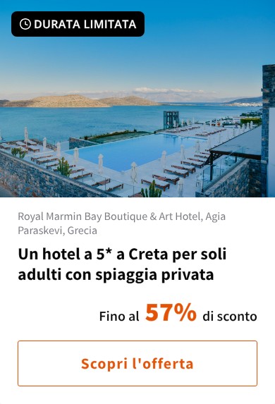 Un hotel a 5* a Creta per soli adulti con spiaggia privata
