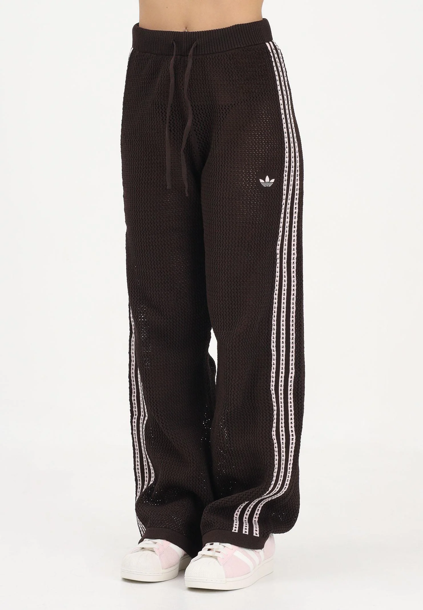 Image of ADIDAS ORIGINALS Pantalone KNITTED CROCHET FIREBIRD marrone da donna