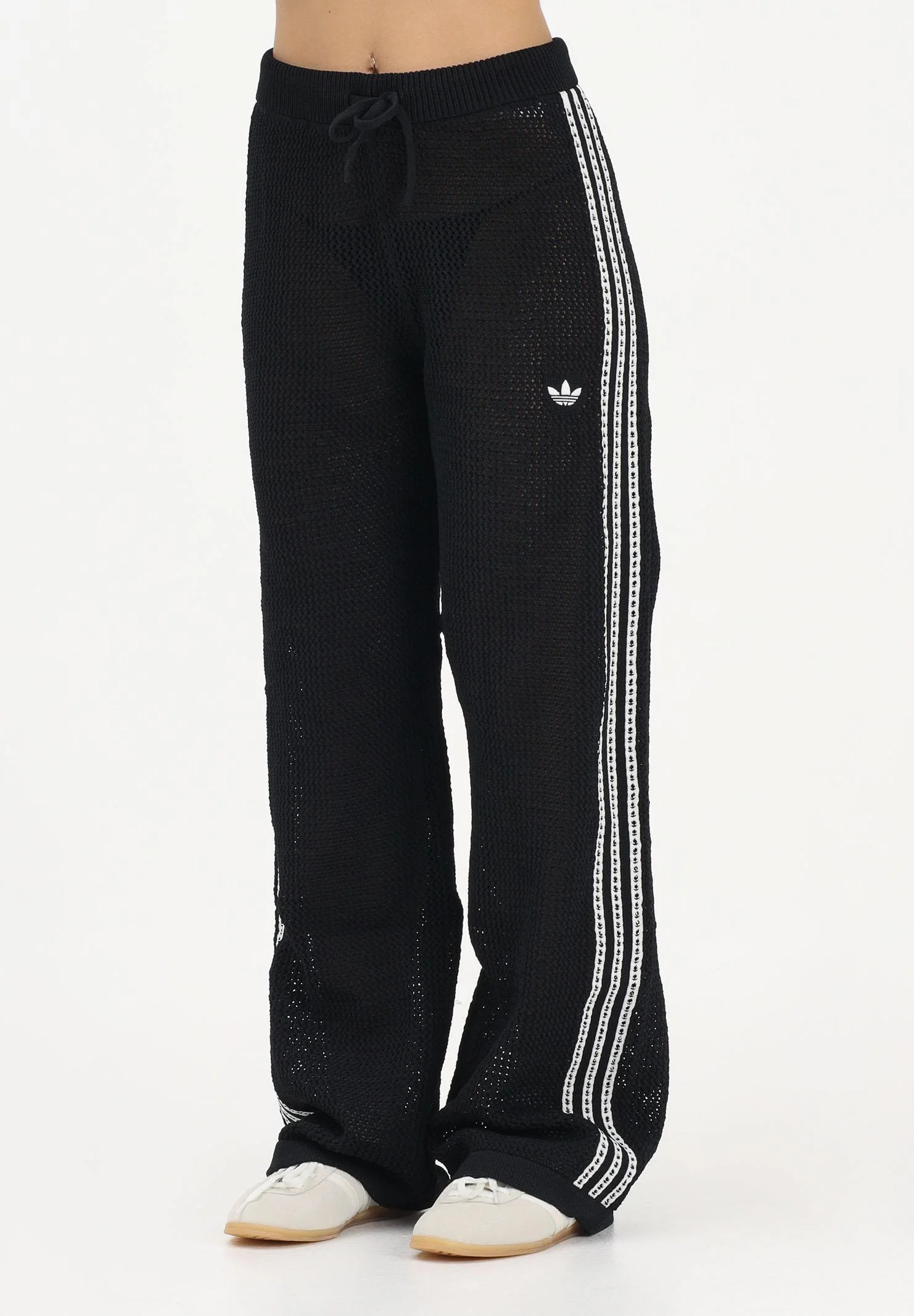 Image of ADIDAS ORIGINALS Pantalone KNITTED CROCHET FIREBIRD nero da donna