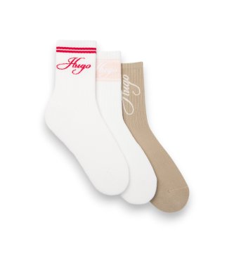 Set 3 Paia di Calzini Sportylog bianco, marrone
