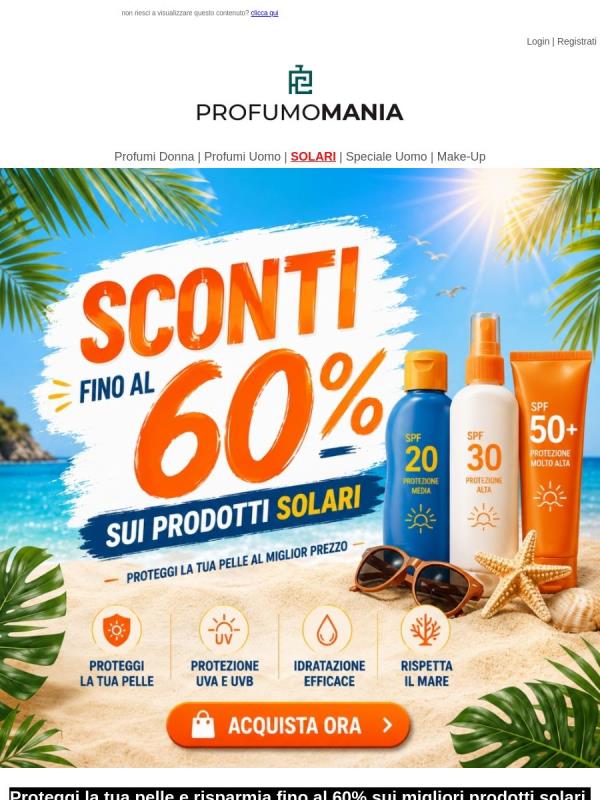 ☀️Abbronzatura? Fai Scorta di Solari fino al 60% di Sconto
