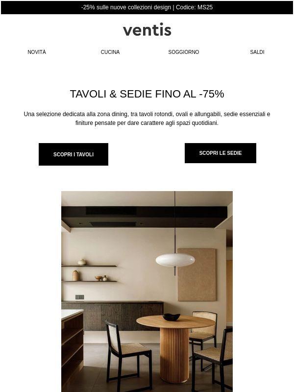 Tavoli e sedie fino al -75%