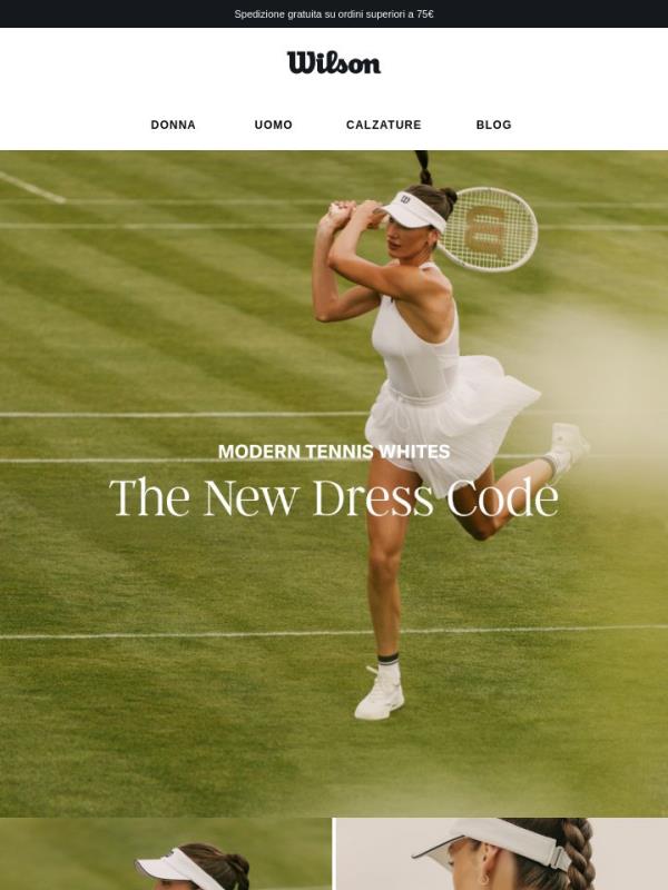 Look per i campi in erba | Scopri gli articoli da tennis in bianco firmati Wilson