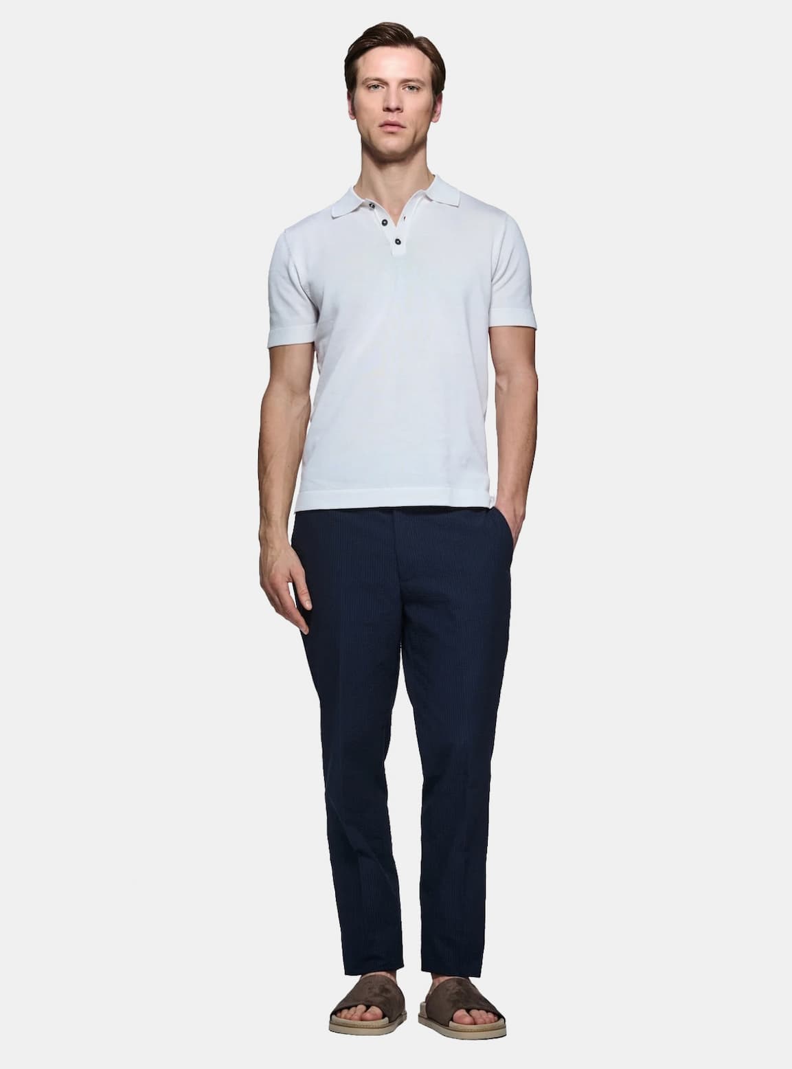 Pantalone seersucker in misto cotone
