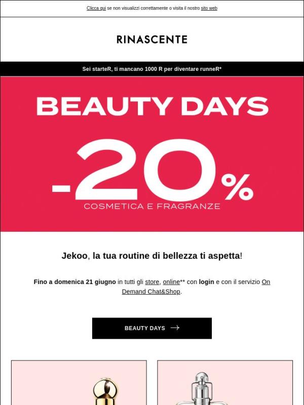 -20% Cosmetica e Fragranze con i Beauty Days