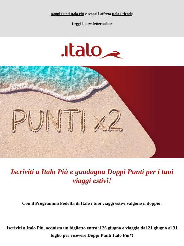 Festeggia lestate con Italo e raddoppia i Punti Italo Più!