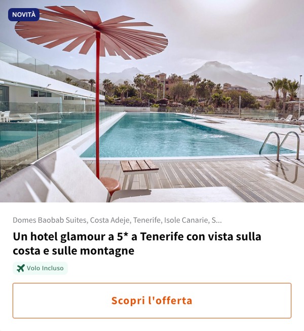 Un hotel glamour a 5* a Tenerife con vista sulla costa e sulle montagne
