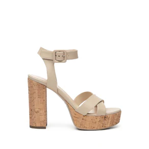 Sandali con Plateau Pelle Lino