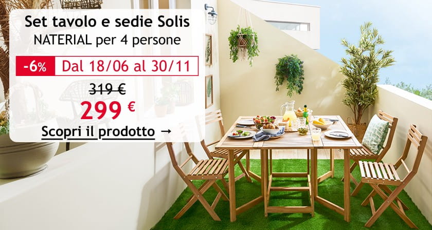 Set tavolo e sedie Solis NATERIAL per 4 persone 319 &euro;