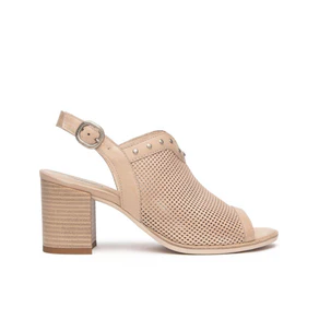 Nero Giardini Sandali Donna con Tacco in Pelle Champagne Traforata