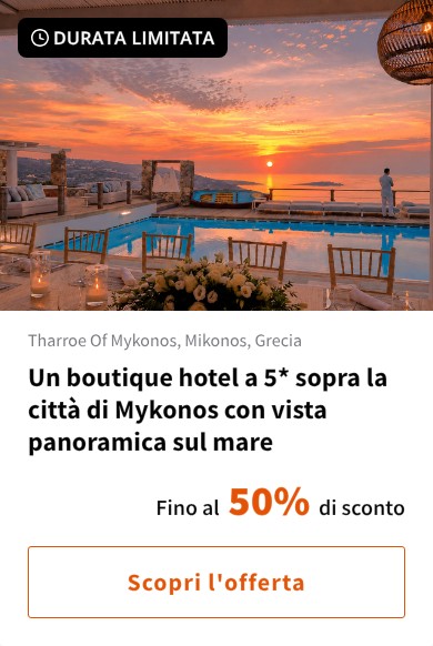 Un boutique hotel a 5* sopra la città di Mykonos con vista panoramica sul mare
