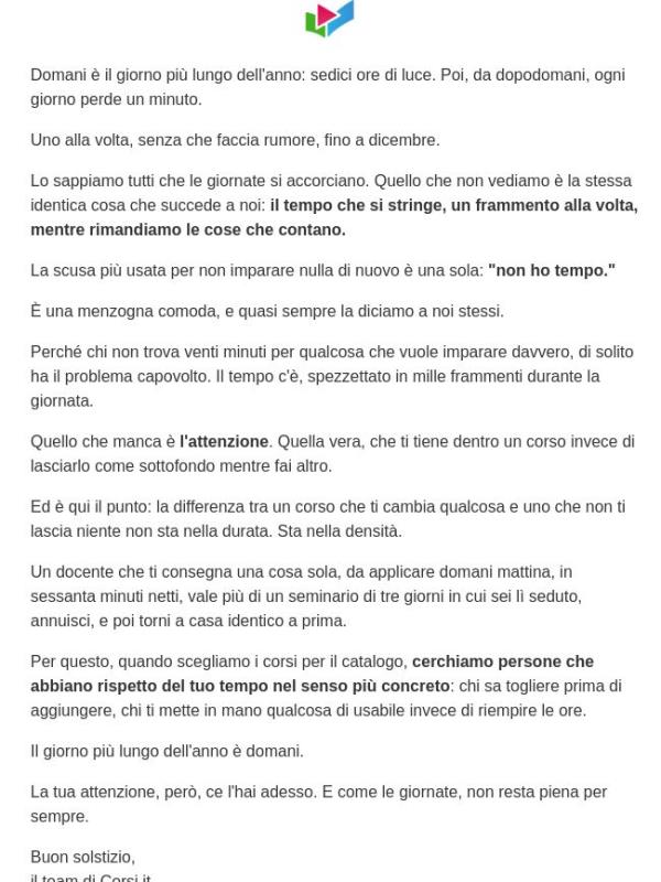 IL GIORNO PIÙ LUNGO (eppure non basta mai)