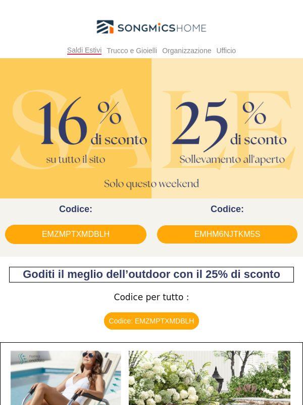 Grandi Sconti: -16% su tutto il sito e -25% sui migliori prodotti outdoor!