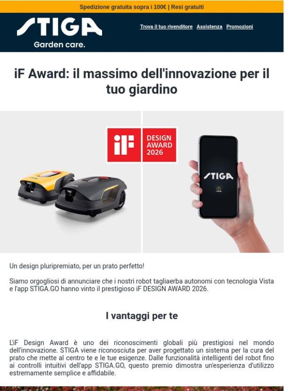 STIGA vince l'iF DESIGN AWARD 2026