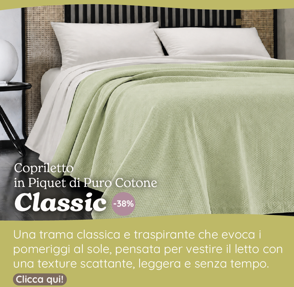 Copriletto di Piquet di Puro Cotone Tinta Unita - Classic