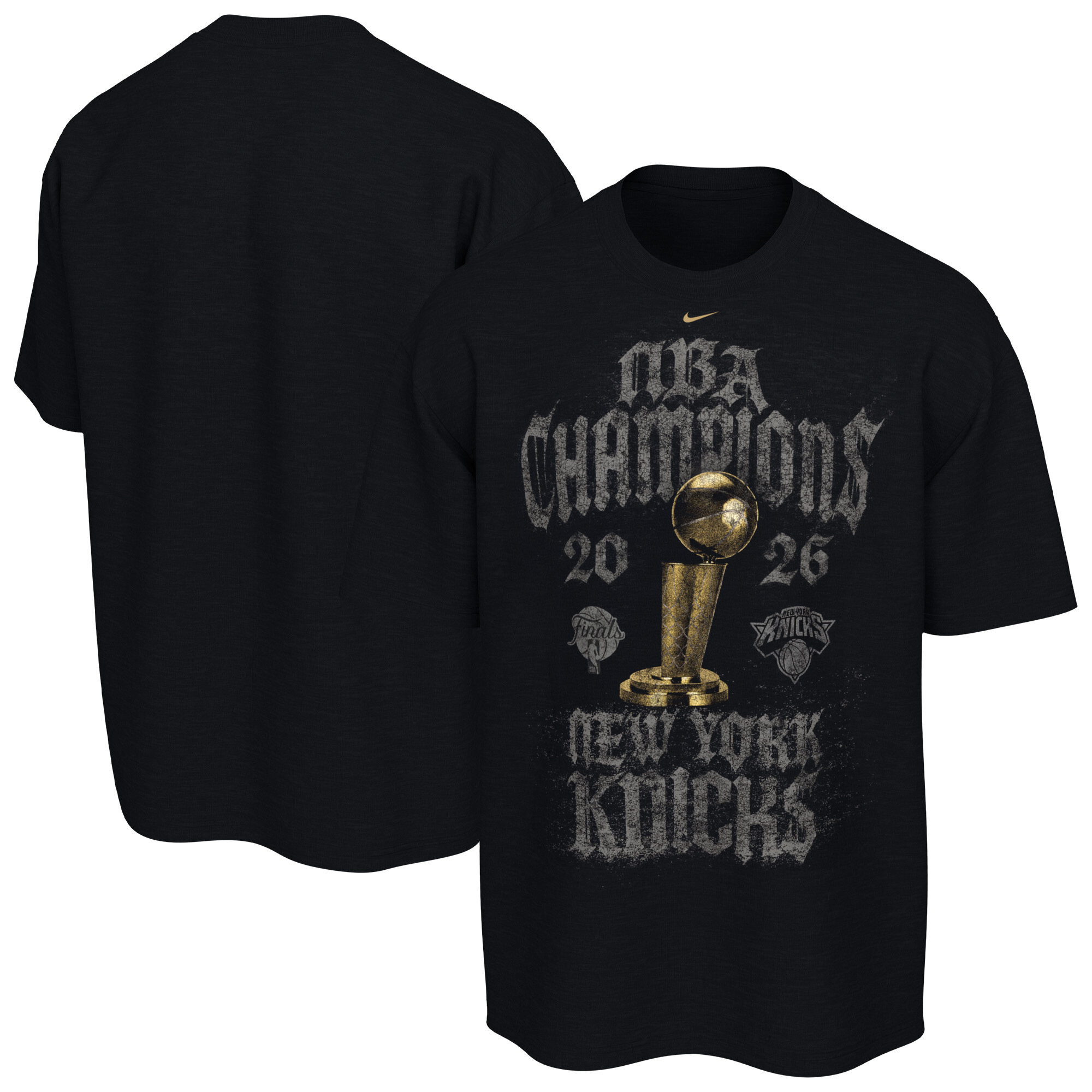 T-shirt New York Knicks 2026 NBA Finals Champs Nike Loose Fit Black Locker Room - Uomo