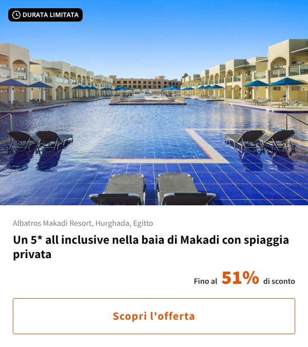 Un 5* all inclusive nella baia di Makadi con spiaggia privata