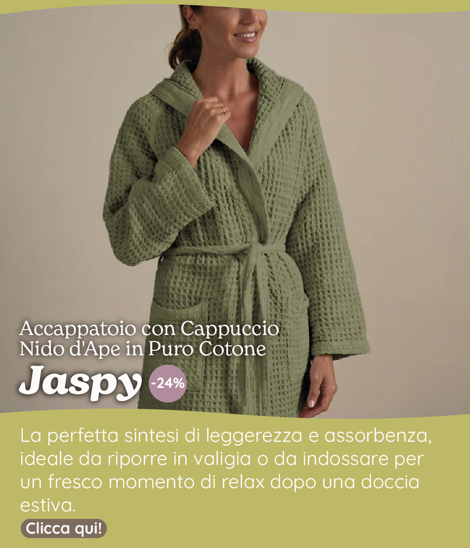 Accappatoio con Cappuccio Nido d'Ape in Puro Cotone - Jaspy
