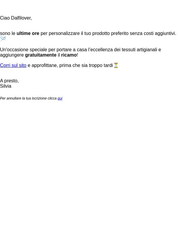 🚨 Ultime ore | Ricamo Gratuito