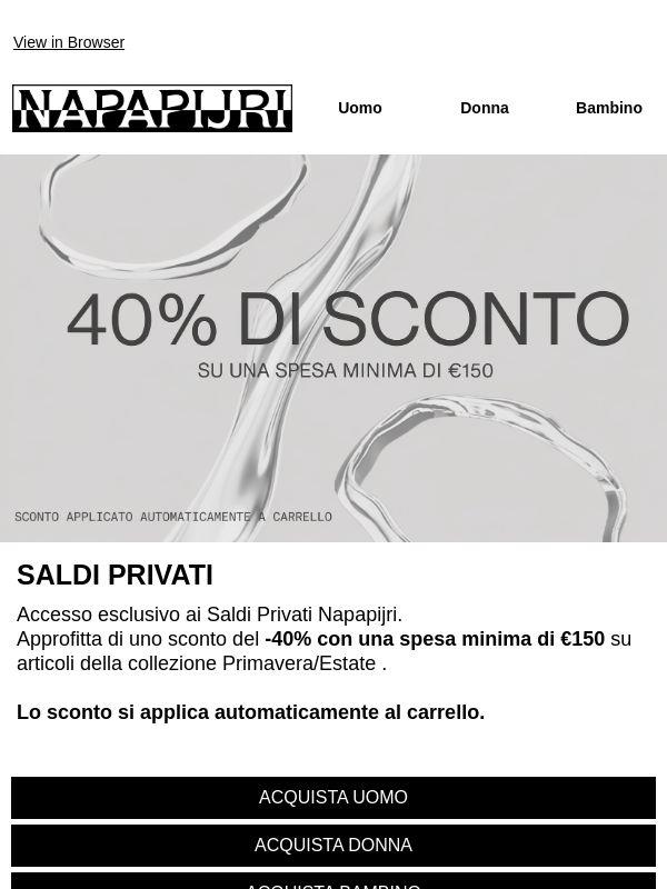 Saldi Privati: fino al -40%