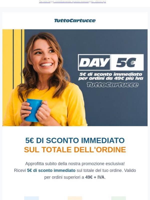 5€ di sconto immediato sul tuo ordine + scopri il nuovo Assistente AI 🤖 di tuttocartucce.com