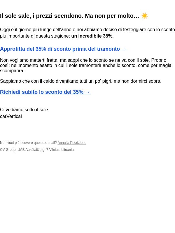 ☀️ Via il sole, via lo sconto!
