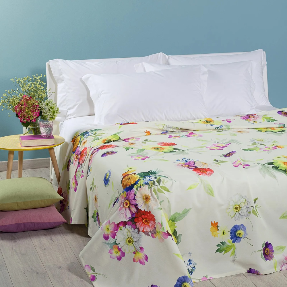 Image of COPRILETTO MATRIMONIALE IN COTONE PANAMA SECRET GARDEN CALEFFI