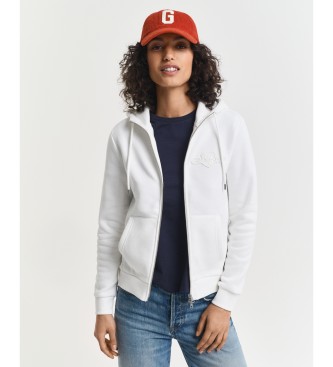 Felpa con cappuccio e zip Tonal Shield bianco sporco