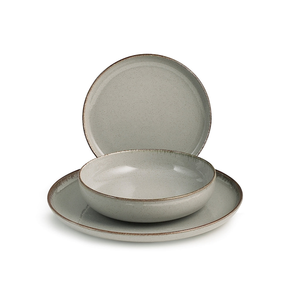 Pearl Porcelain Table Service Set of 12 - Grey