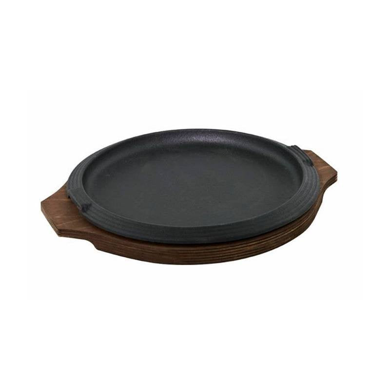 16 cm - Basic Piatto In Ghisa Con Supporto In Legno