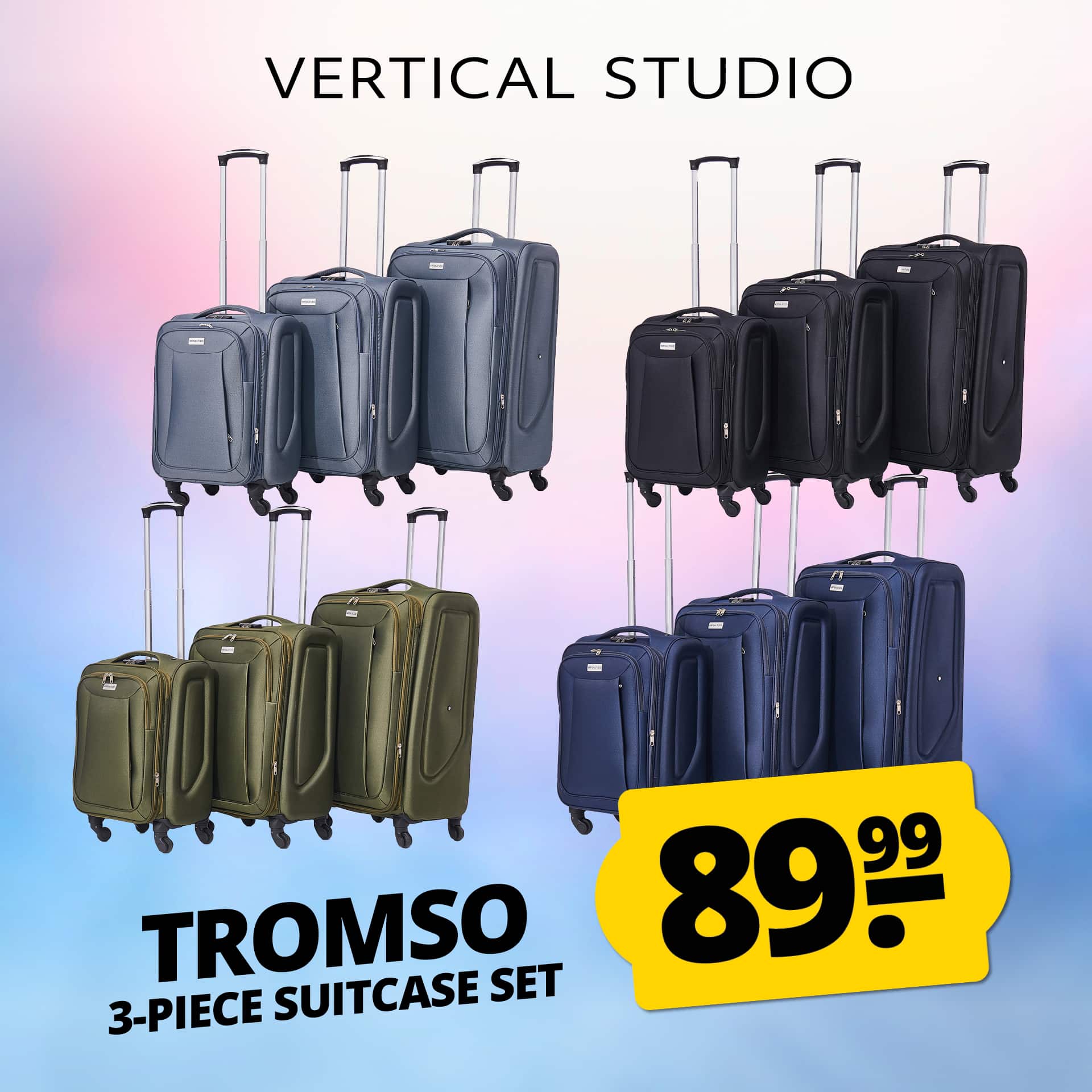 vertical studio valigia in tessuto tromso 20-24-28 set da 3